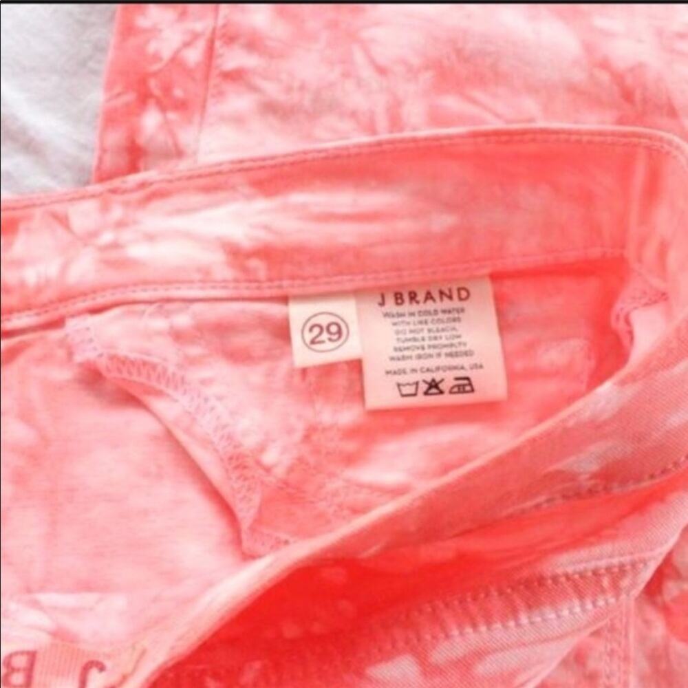 NEW J BRAND White Twisted Coral Tie Dye Watercolor Print Mid Skinny Jeans 29 - Picture 7 of 7